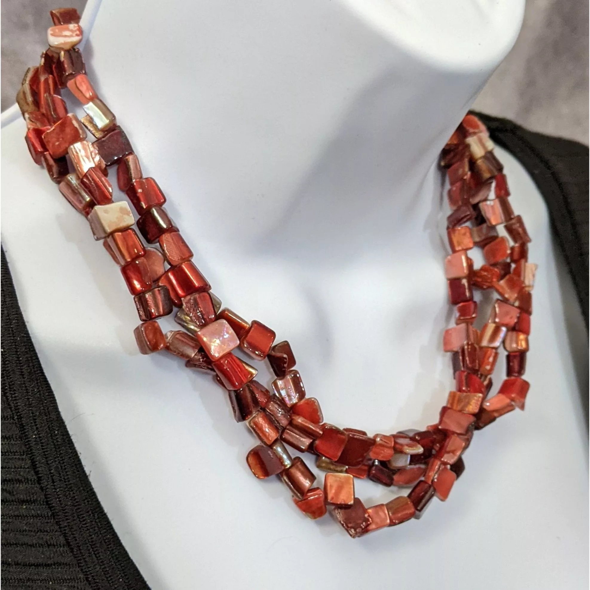 Other Necklaces Other Red Dyed/Painted Multilayer Shell Necklace