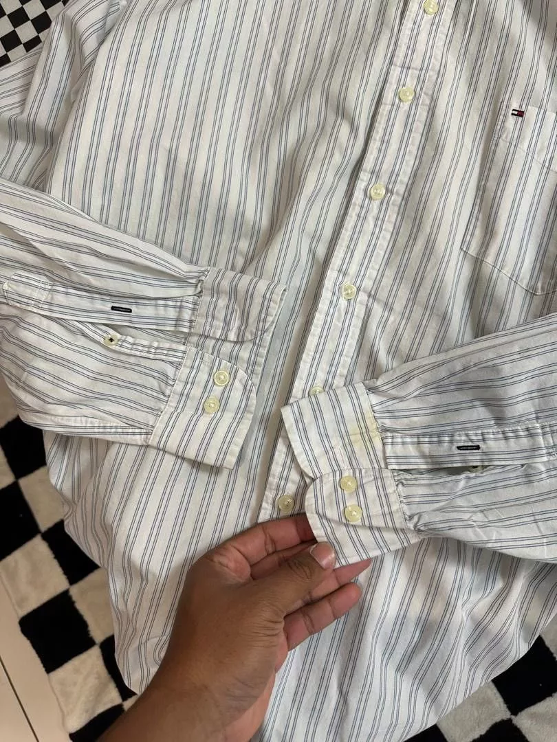Designer Shirts Button Ups Designer × Tommy Hilfiger TOMMY HILFIGER BUTTON UP SHIRT White Streetwear