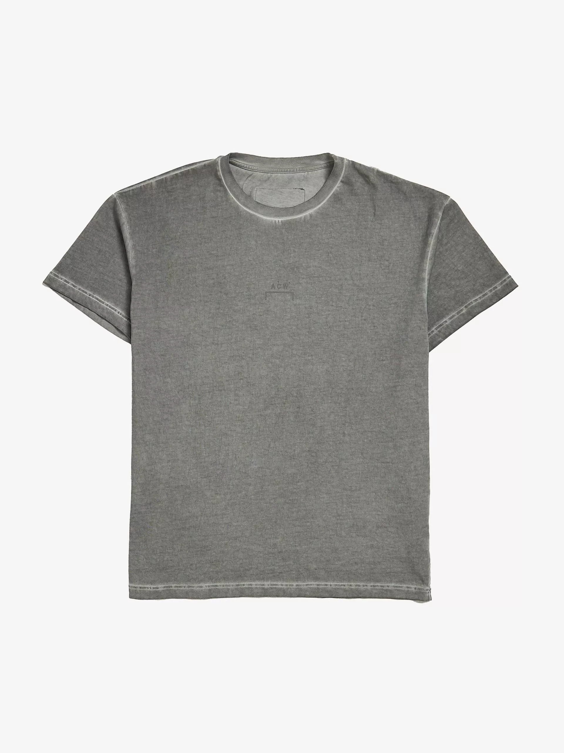 A-COLD-WALL* Short Sleeve T Shirts A-COLD-WALL* Gray Washed Logo Printed and Patched Cotton T-shirt