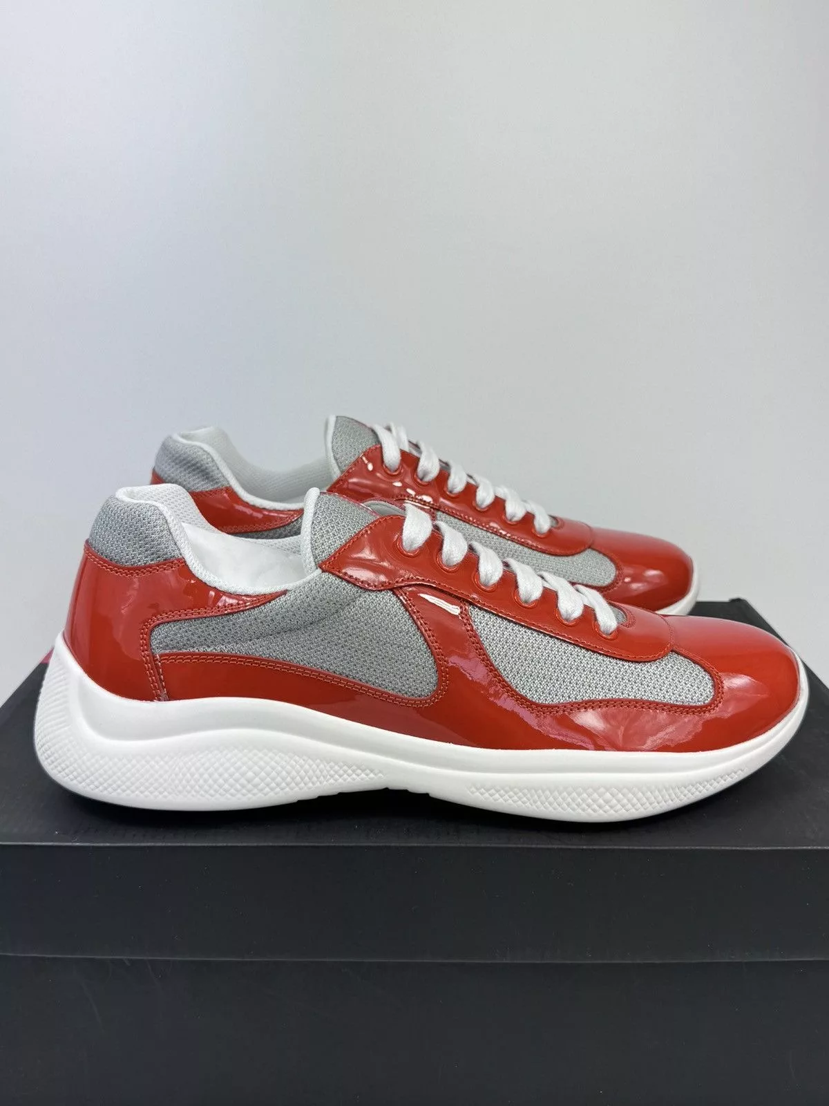 Prada Low Top Sneakers Prada PATENT FINISH SNEAKERS Orange