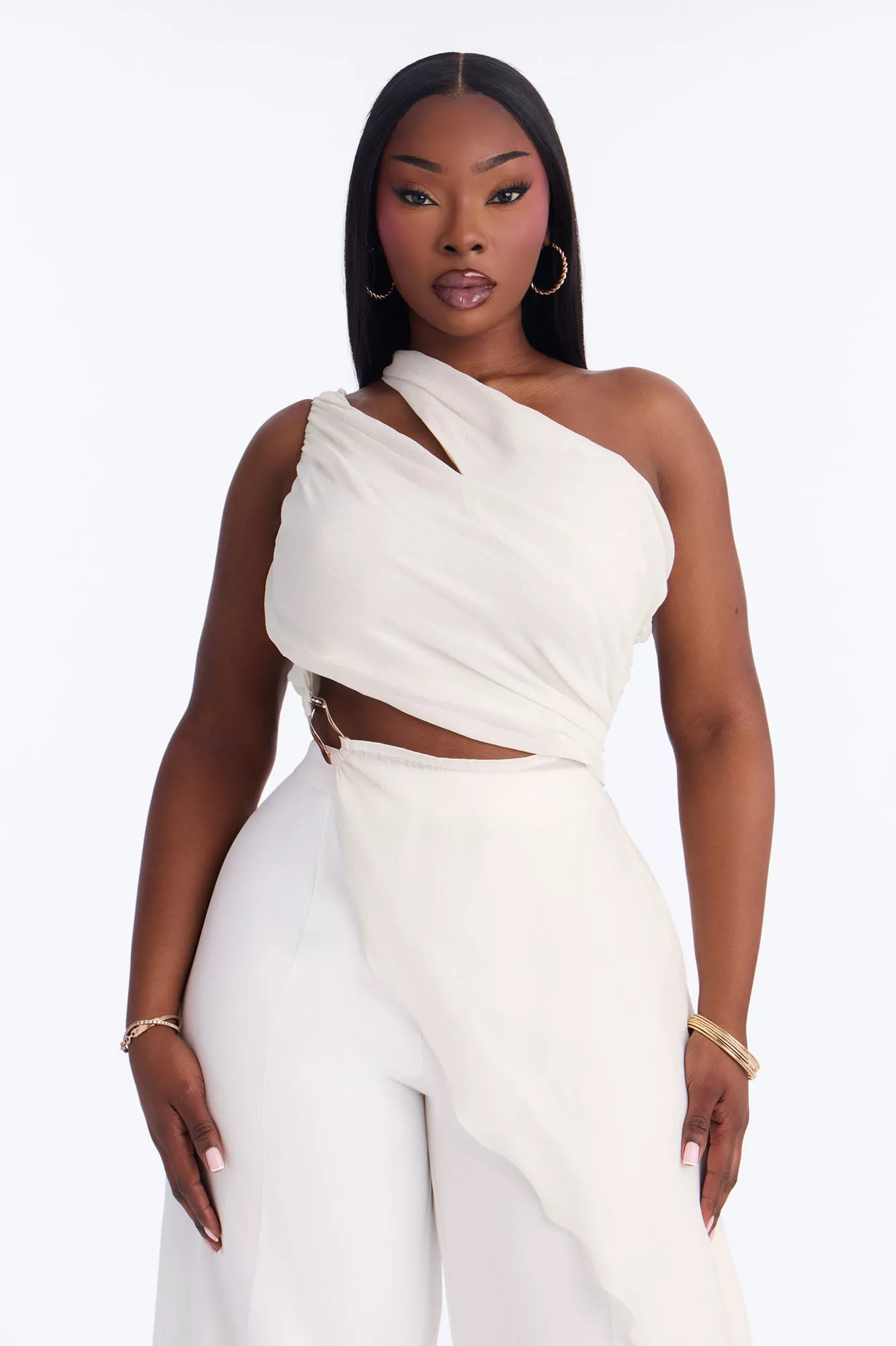Beatrice Draped Pant Set - Ivory