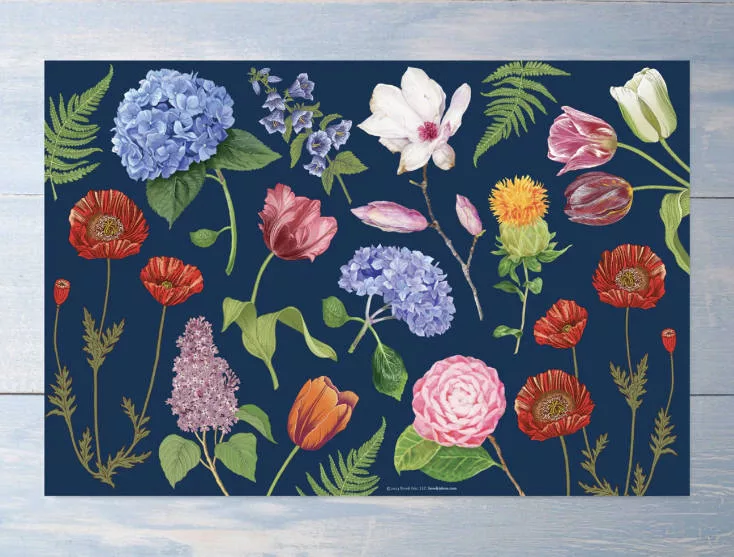 Dramatic Florals on Navy Placemats 20pk
