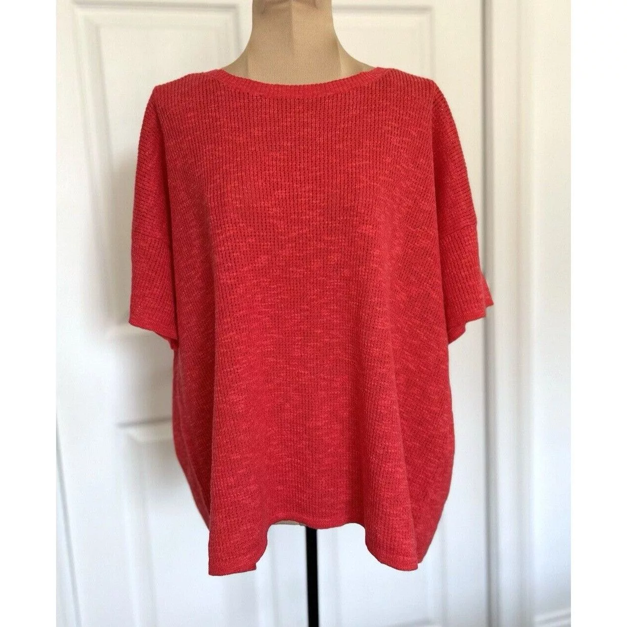 Eileen Fisher Sweaters Eileen Fisher Jewel Neck Short Sleeve Organic Linen/Cotton S Red