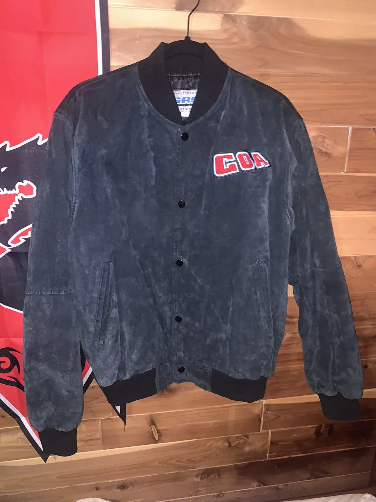 Vintage Bombers Vintage COA Suede Bomber Jacket Black