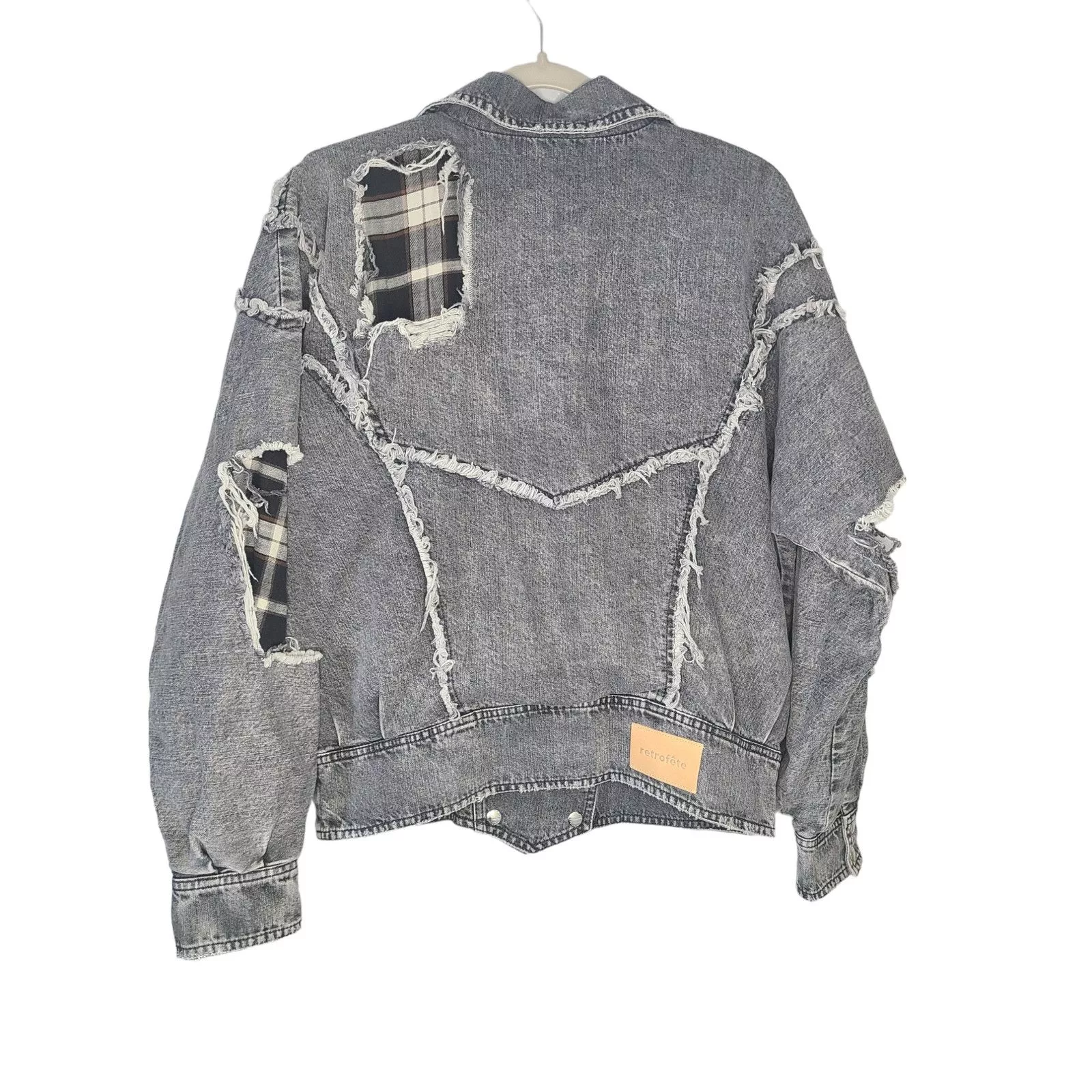 Retrofete Coats Retrofete RETROFÊTE Ellie reversible distressed denim jacket Gray