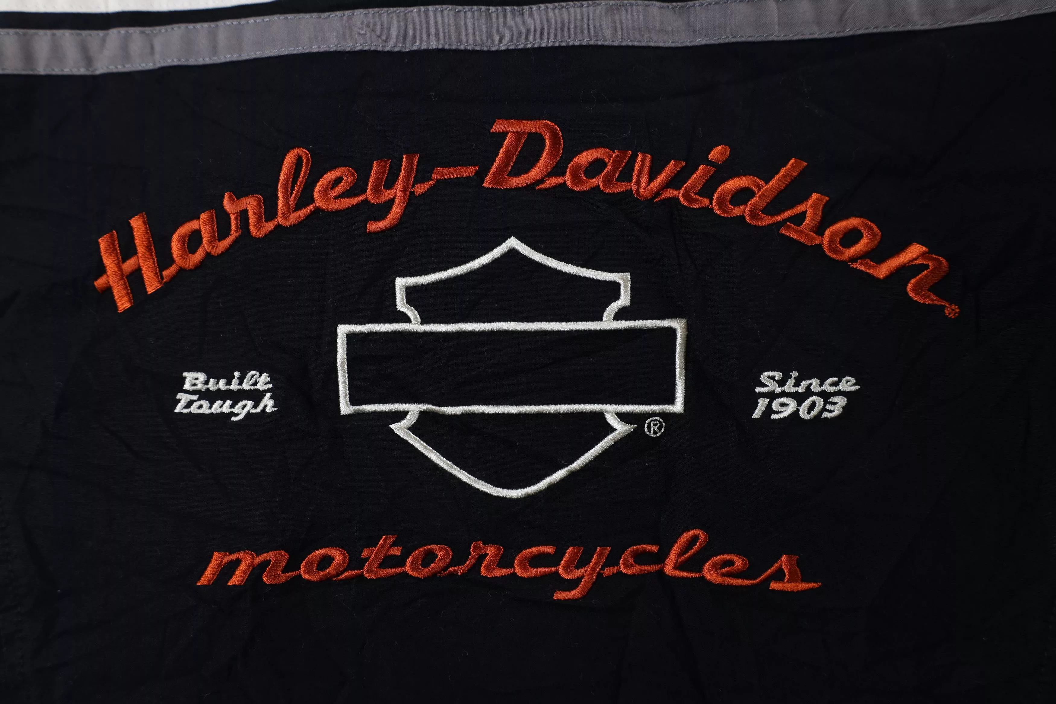 Harley Davidson Button Ups Harley Davidson × Vintage Vintage Harley Davidson Out Collared Mechanic Button Shirt Multi