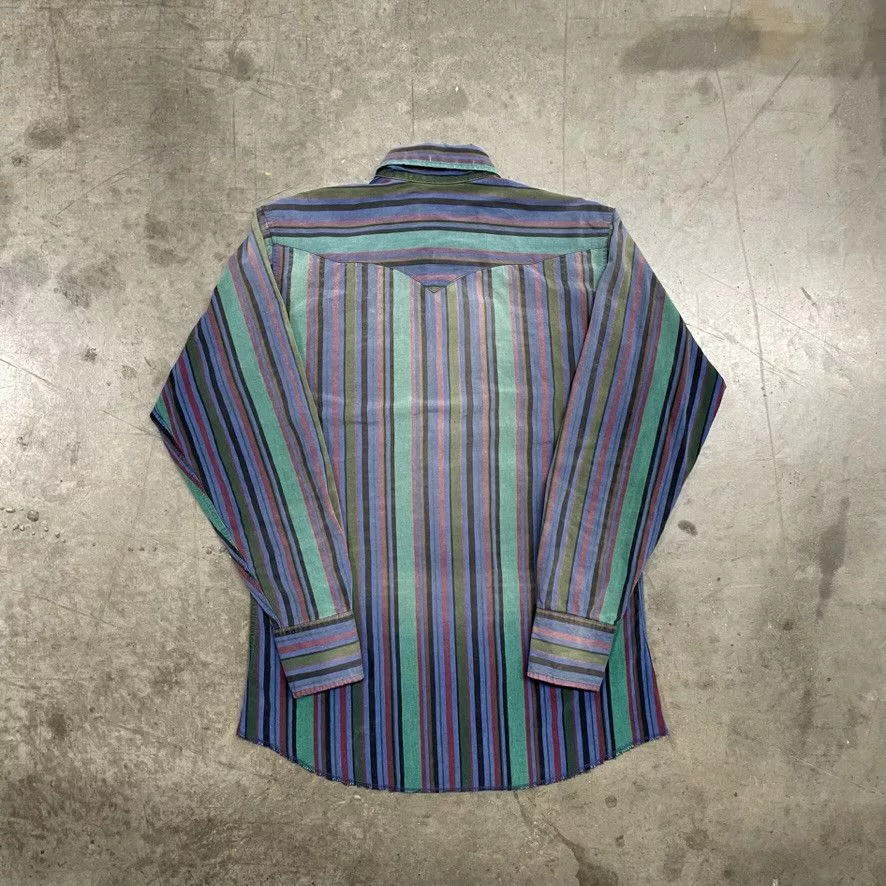 Panhandle Slim Shirts Button Ups Panhandle Slim × Vintage × Wrangler Vintage Striped Multicolored Western Button Up Shirt 90s Blue
