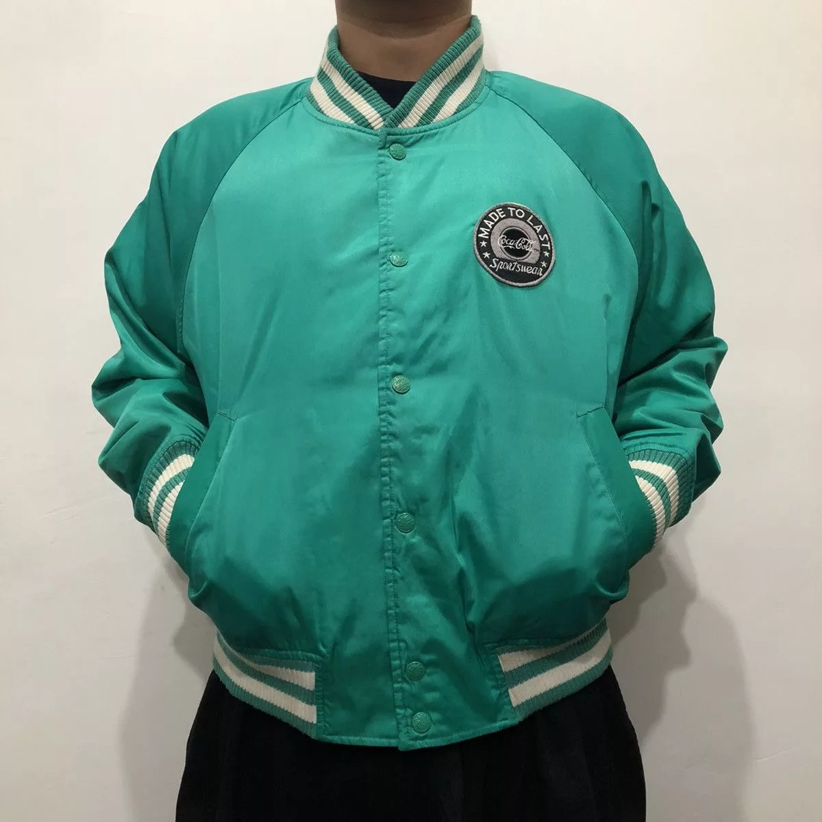 Coca Cola Bombers Coca Cola × Vintage 1980s Vintage Coca Cola Sportswear Varsity Jacket C 1988 Green Avant-Garde