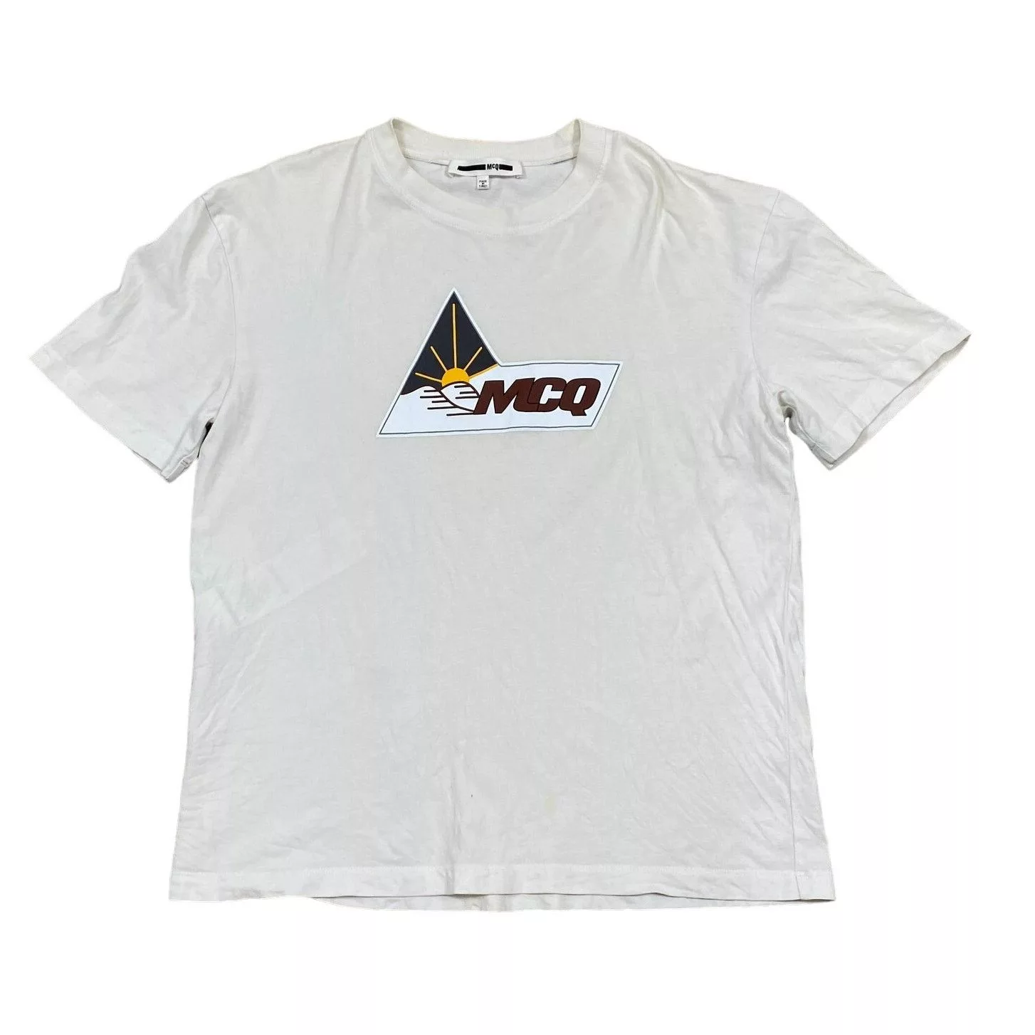 Alexander McQueen Short Sleeve T Shirts Alexander McQueen MCQ Sun Logo Retro Tee Shirt Men's M White Streetwear