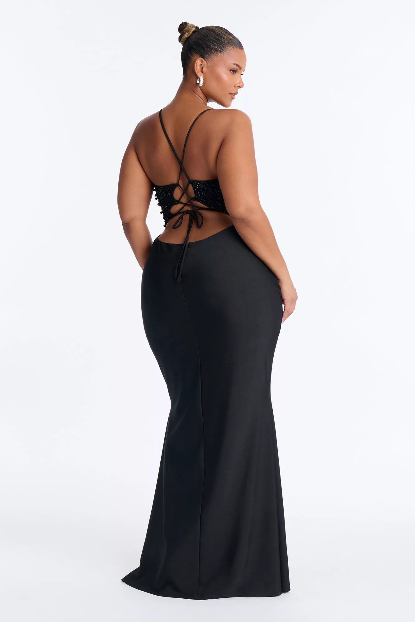 Players Charm Embellished Maxi Gown - Black