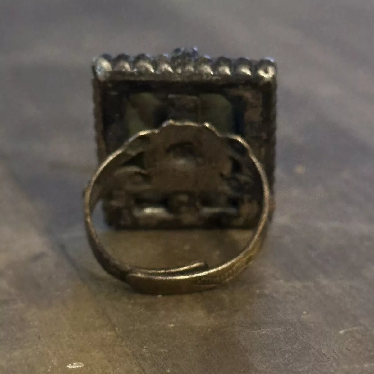 Vintage Rings Vintage rectangular abalone adjustable ring Silver