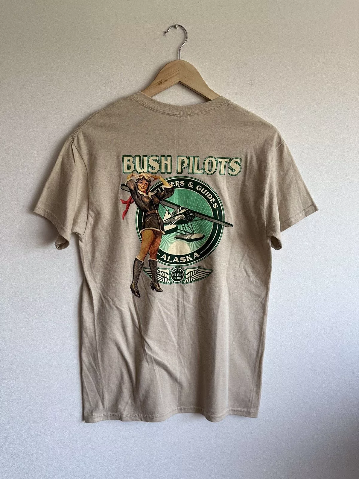 Gildan Short Sleeve T Shirts Gildan × Vintage Mile High Club Alaska Bush pilots tee gildan rare Beige Streetwear