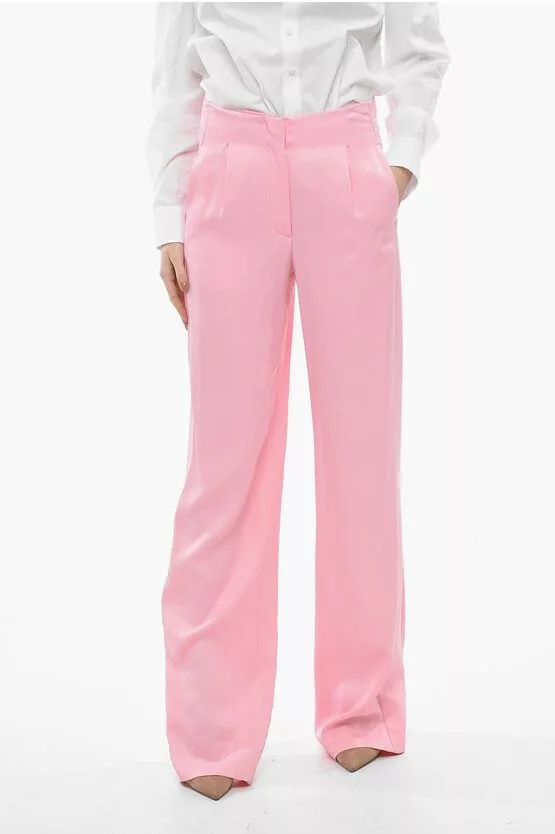 MSGM Pants MSGM og1mm0724 Single Pleated Palazzo Pants in Pink