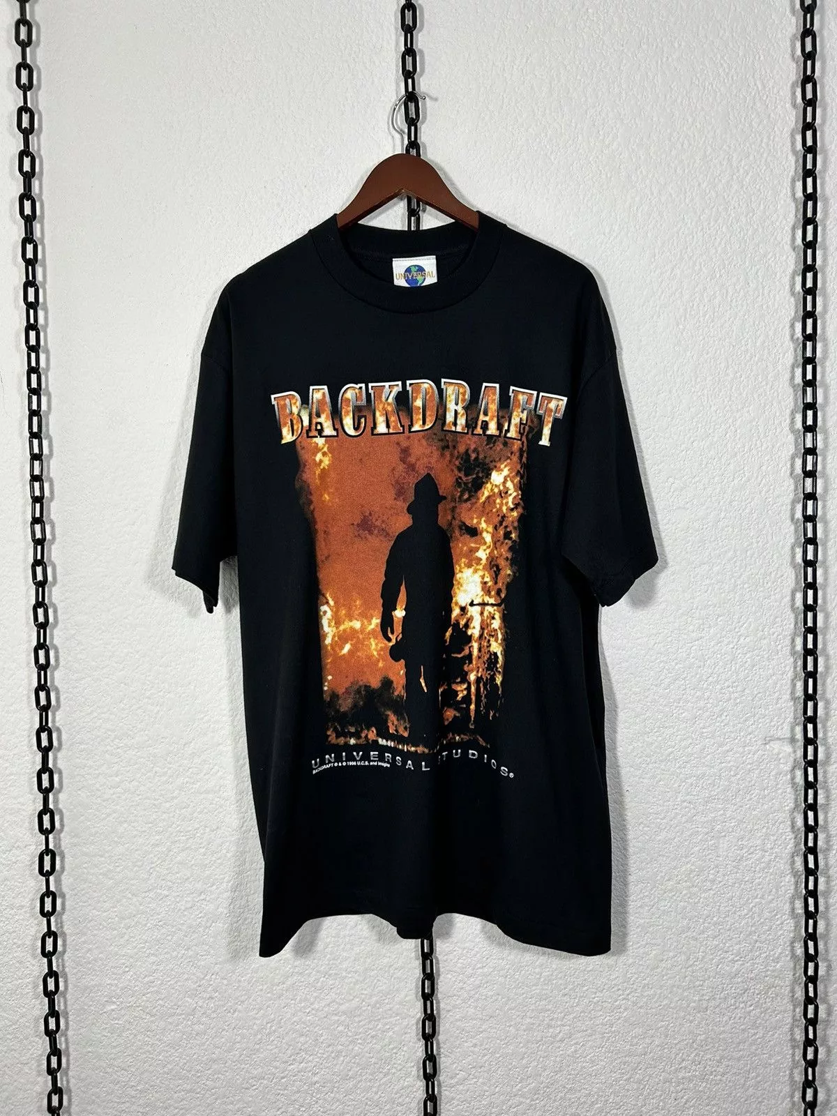 Universal Studios Short Sleeve T Shirts Universal Studios × Vintage 1996 Backdraft Universal Studios Black