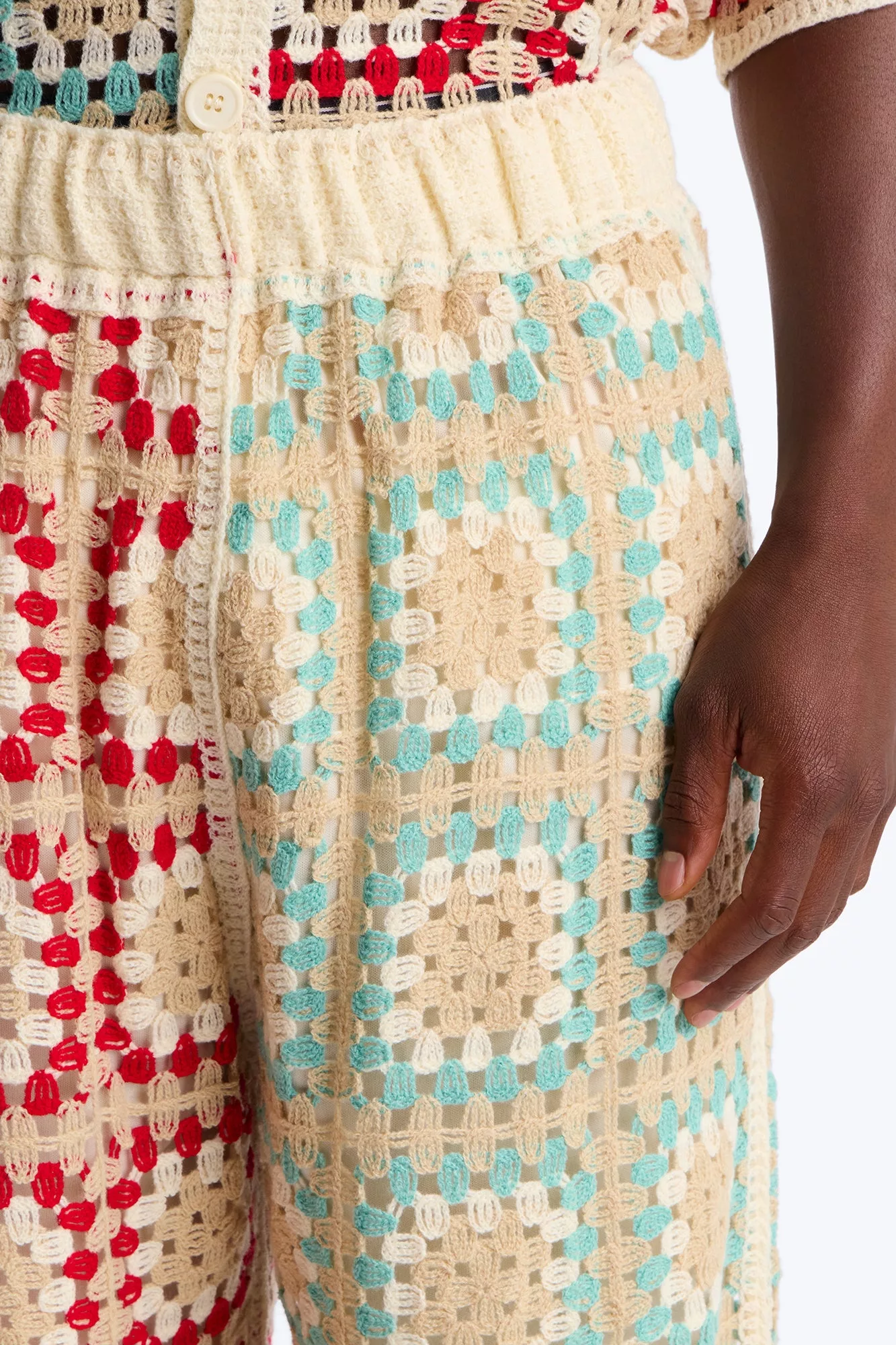 La Playa Crochet Cross Stitch Short - Multi Color