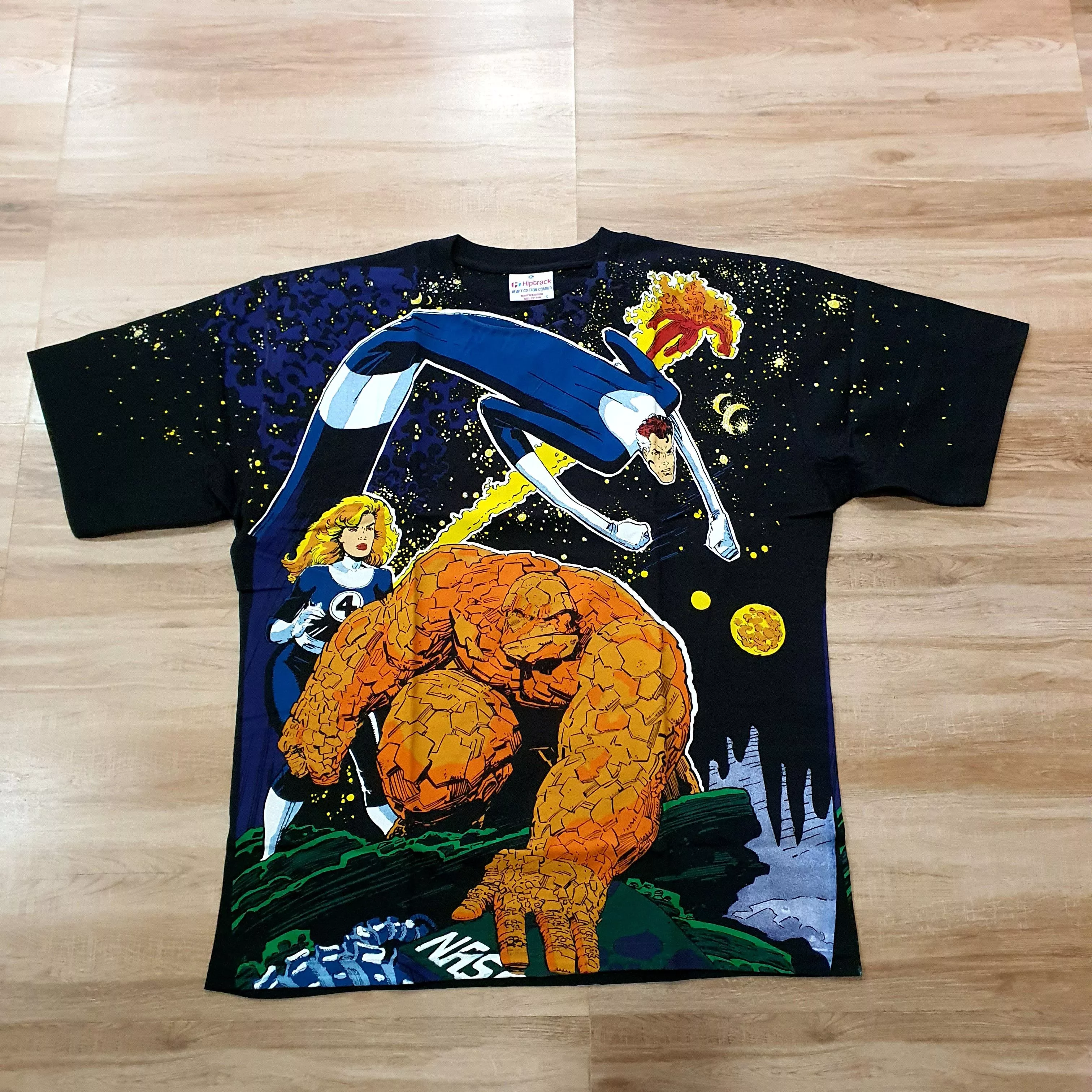 Marvel Comics Short Sleeve T Shirts fantastic four marvel comics T-shirt Size XL Black