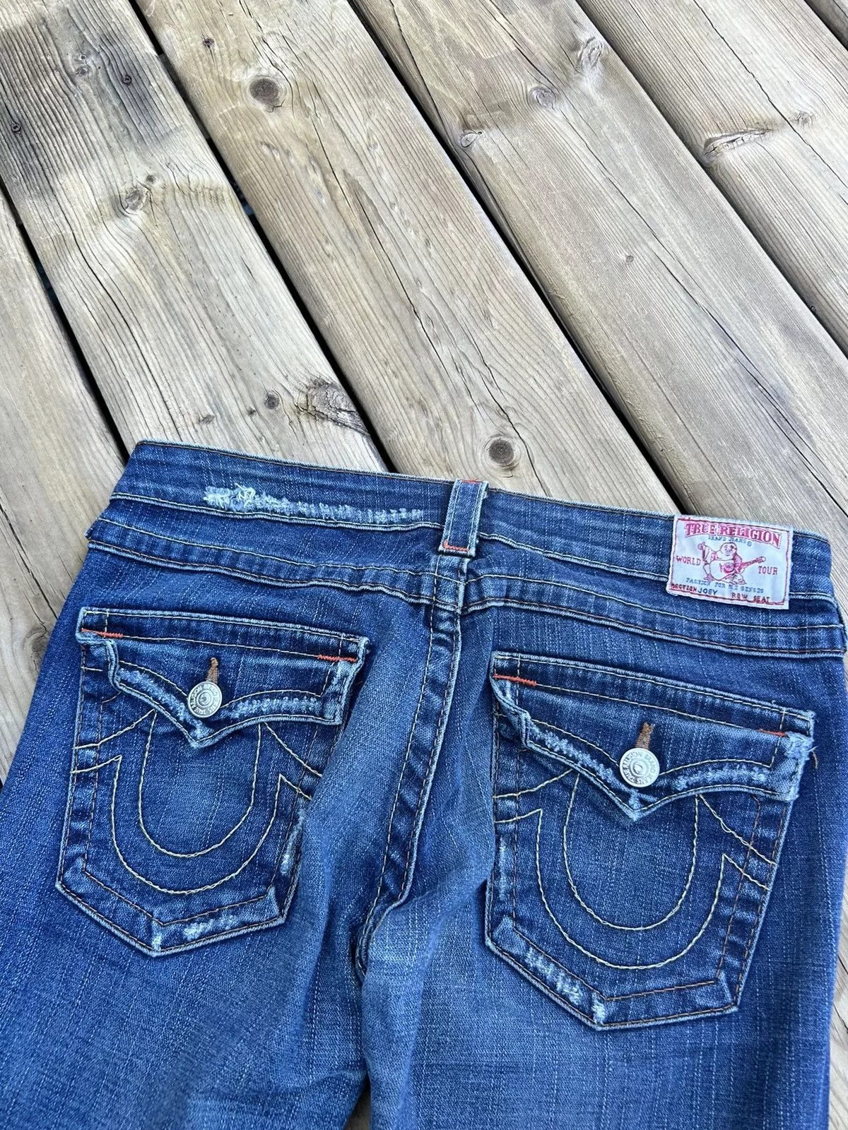 True Religion Denim Crazy True Religion Flared Distressed Denim Chief Keef Jnco Blue