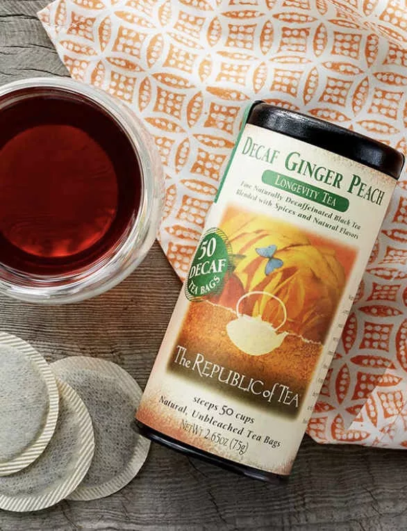 Decaf Ginger Peach Black Tea Bags 50