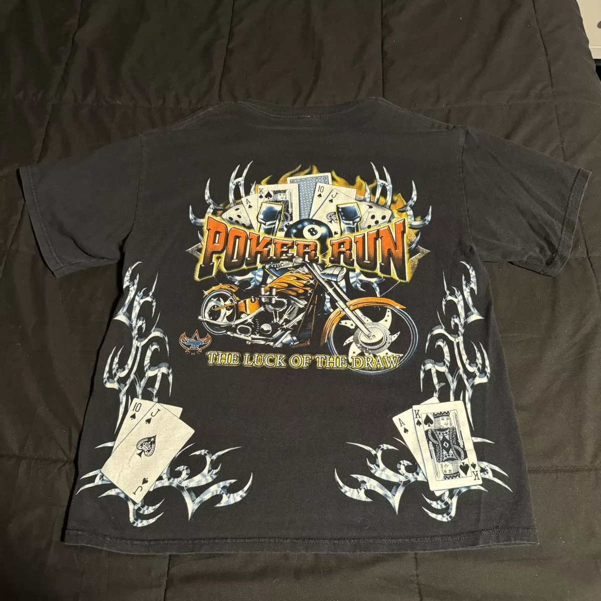 Vintage Short Sleeve T Shirts Vintage “Poker Run” Tee Black