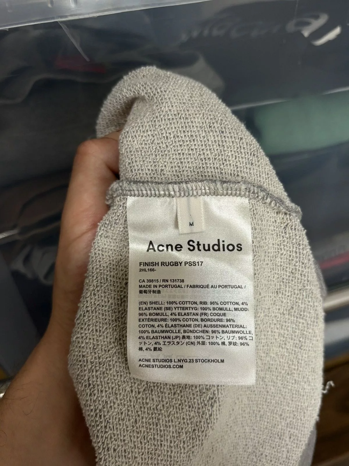 Acne Studios Sweatshirts Hoodies Acne Studios × Designer Acne Studios Finish Rugby PSS17 Vintage Sweatshirt Gray