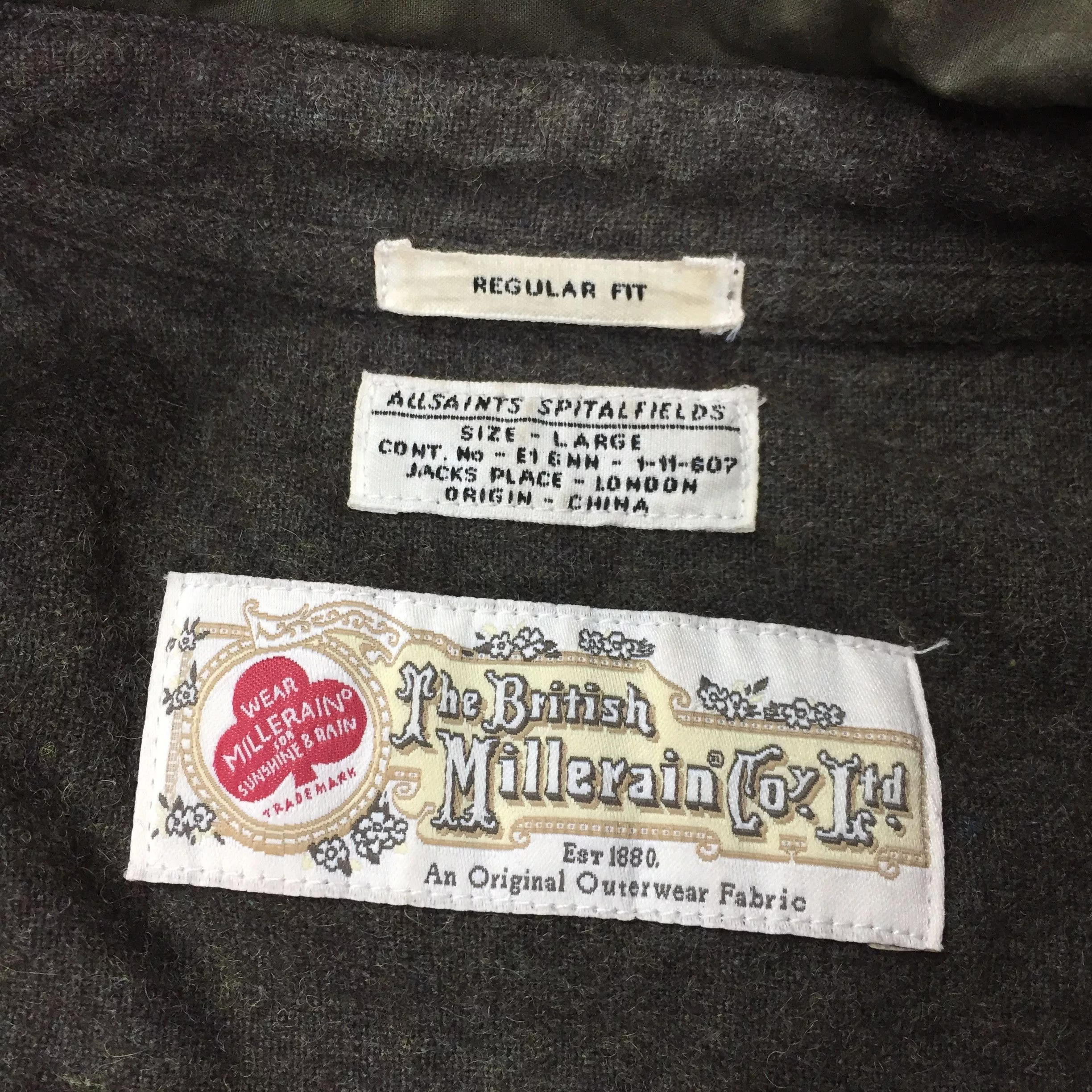 Allsaints Shirts Button Ups Allsaints Gamekeeper Quilted Wool Viscose Shirt Brown Streetwear