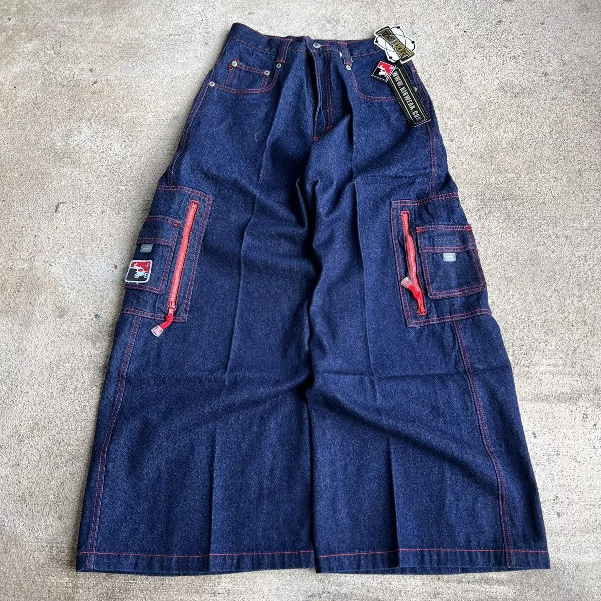 JNCO Denim JNCO × Tripp NYC × Vintage Rare Vintage Y2K KIKWEAR Super baggy cargo jeans NWT Blue