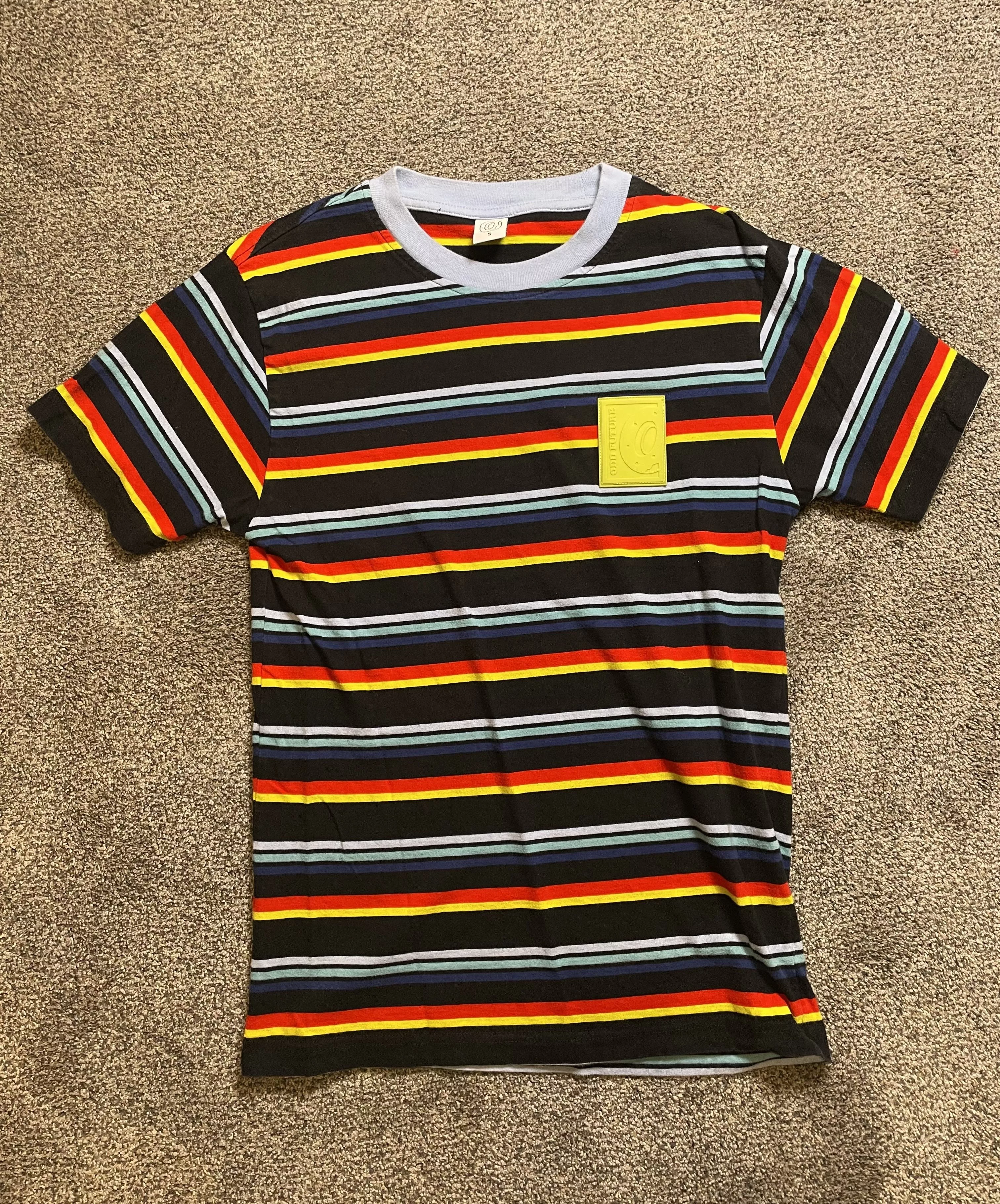 Odd Future Short Sleeve T Shirts Odd Future Rubber Logo Black Striped Tee