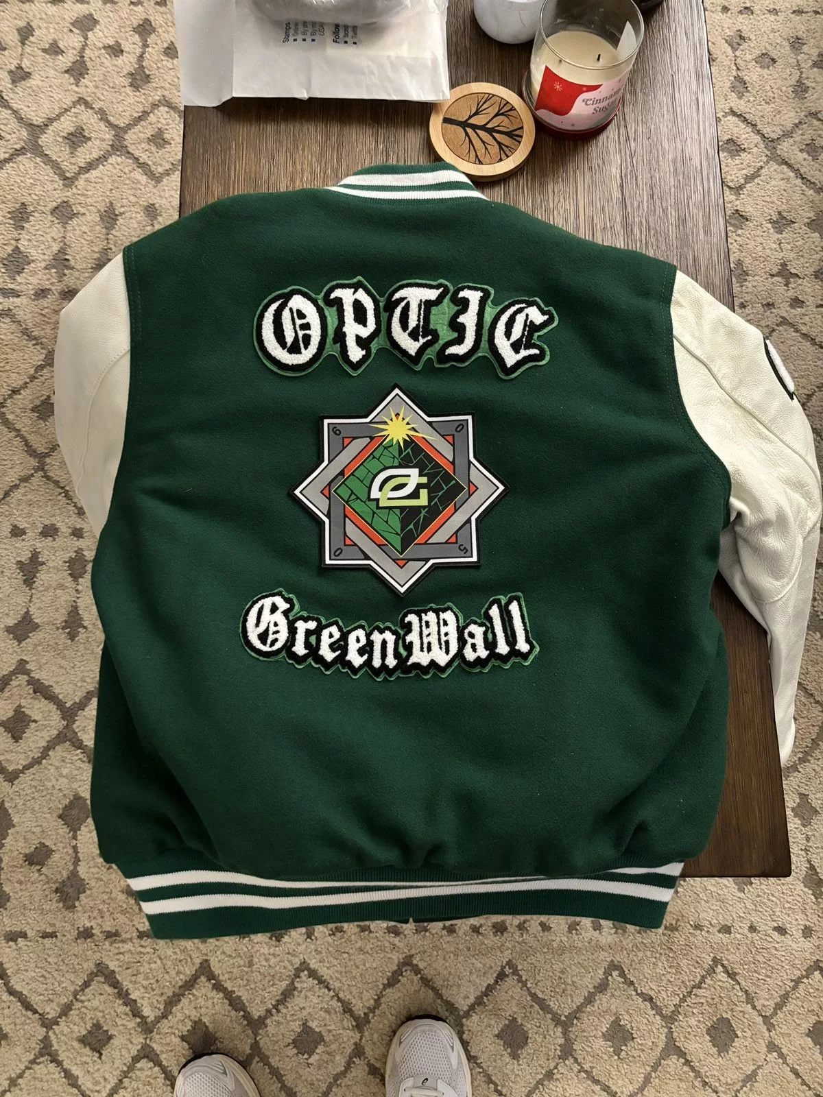 Optic Gaming Leather Jackets OpTic Gaming Varsity Jacket Green