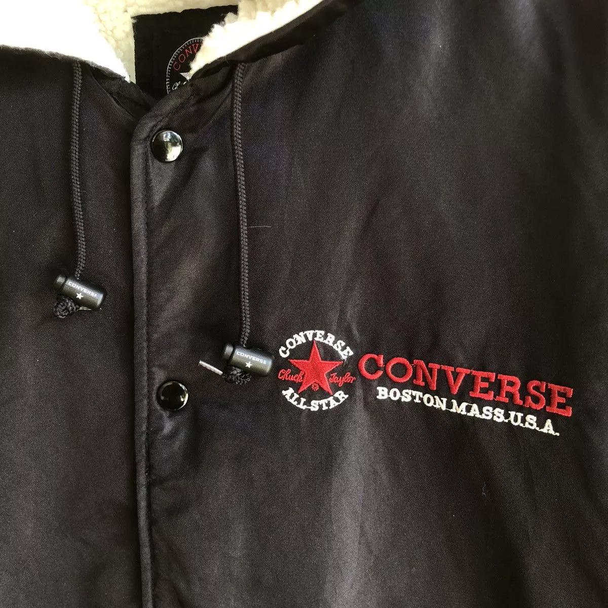 Converse Raincoats CONVERSE spellout embroidered logo raincoat Black