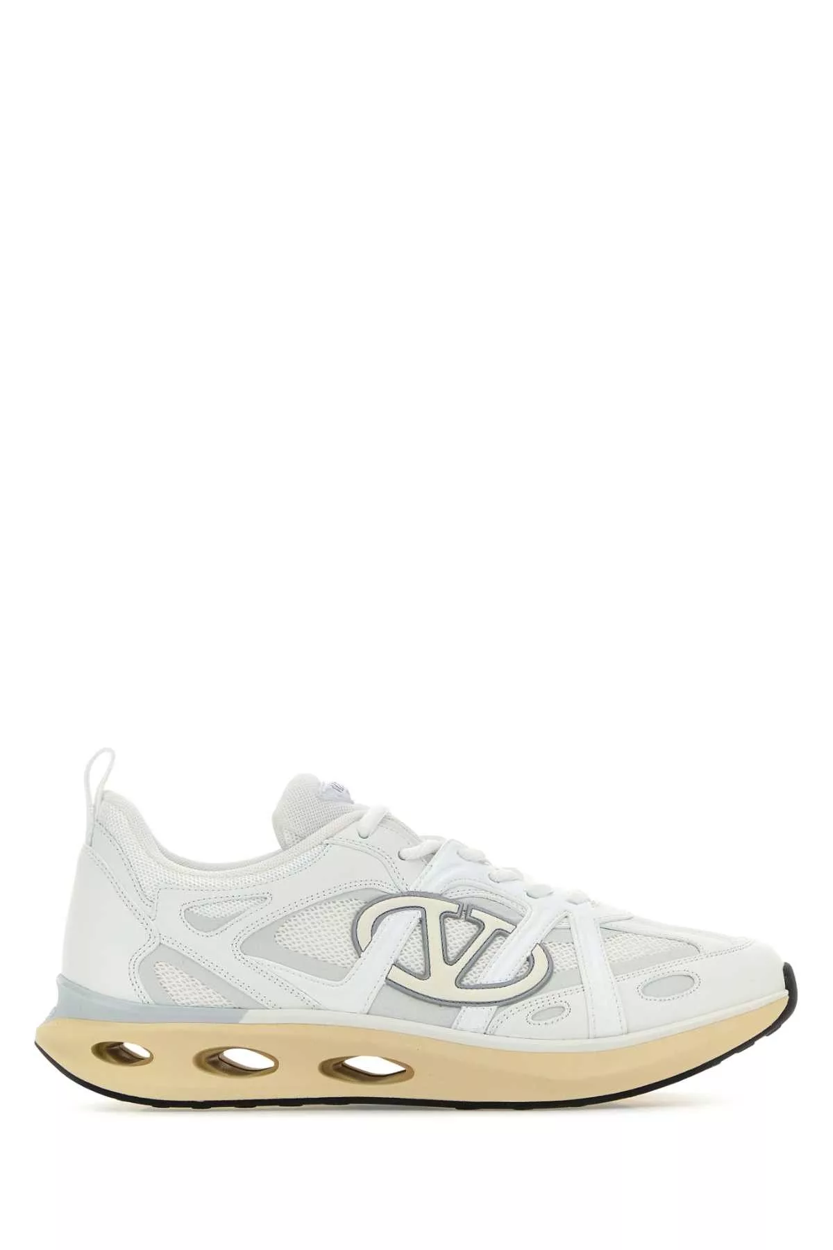 Valentino Low Top Sneakers Valentino White Leather And Fabric Vlogo Easyjog Sneakers Multi
