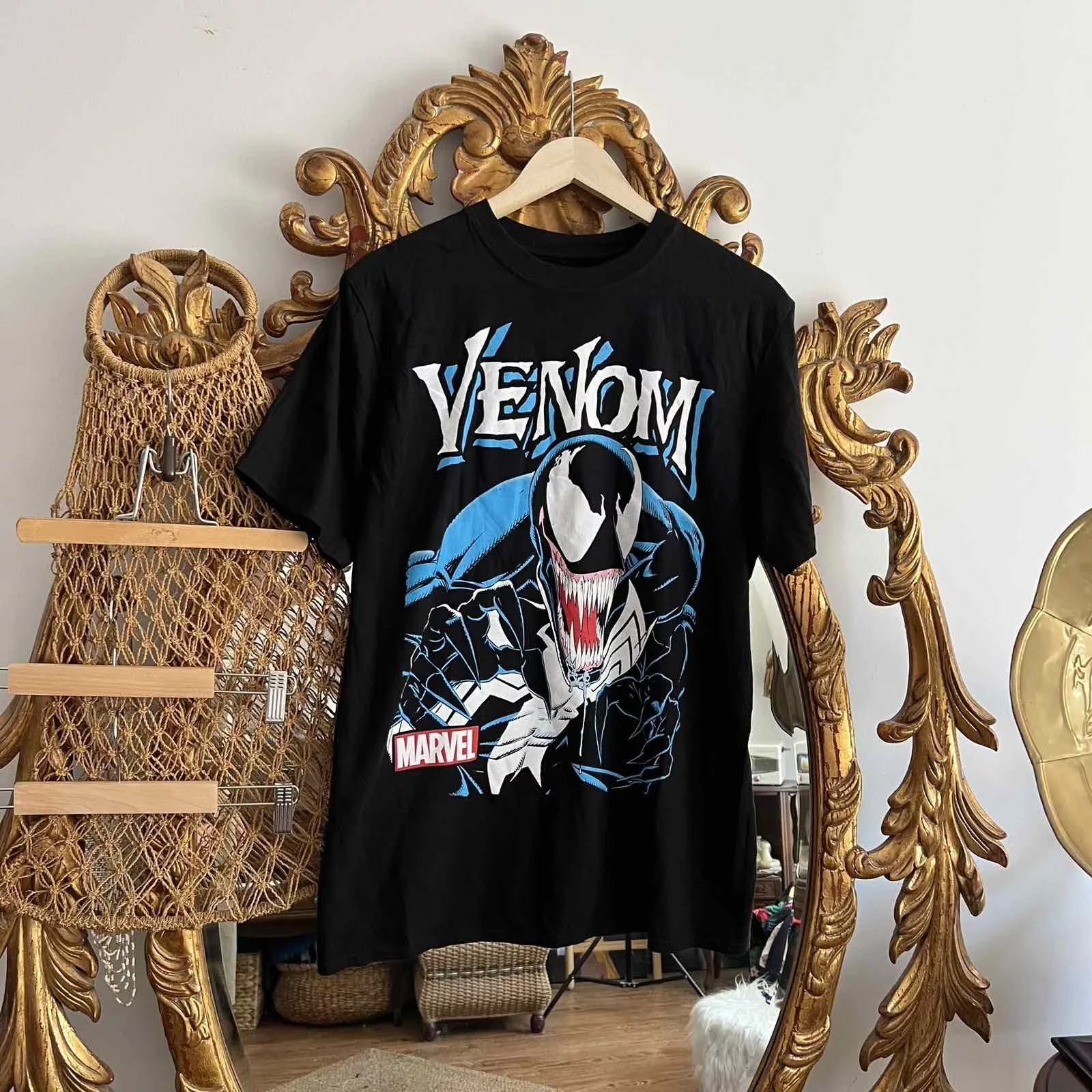 Marvel Comics Long Sleeve T Shirts Marvel Comics × Vintage Marvel Venom Jumbo Print Logo Tee Black