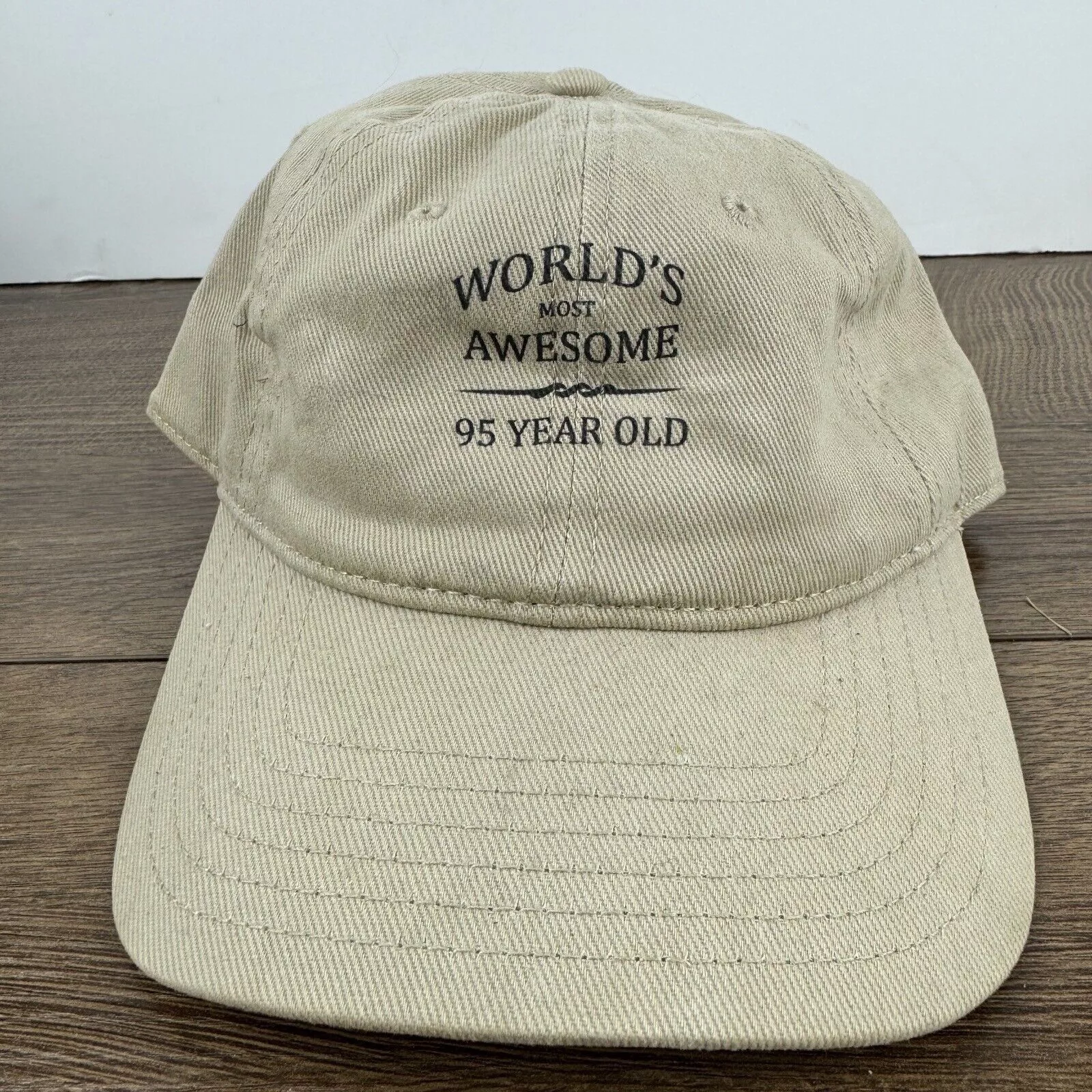 Other Hats Other 95 Years Old Hat Worlds Awesome 95 Tan Brown Hat Adjustable