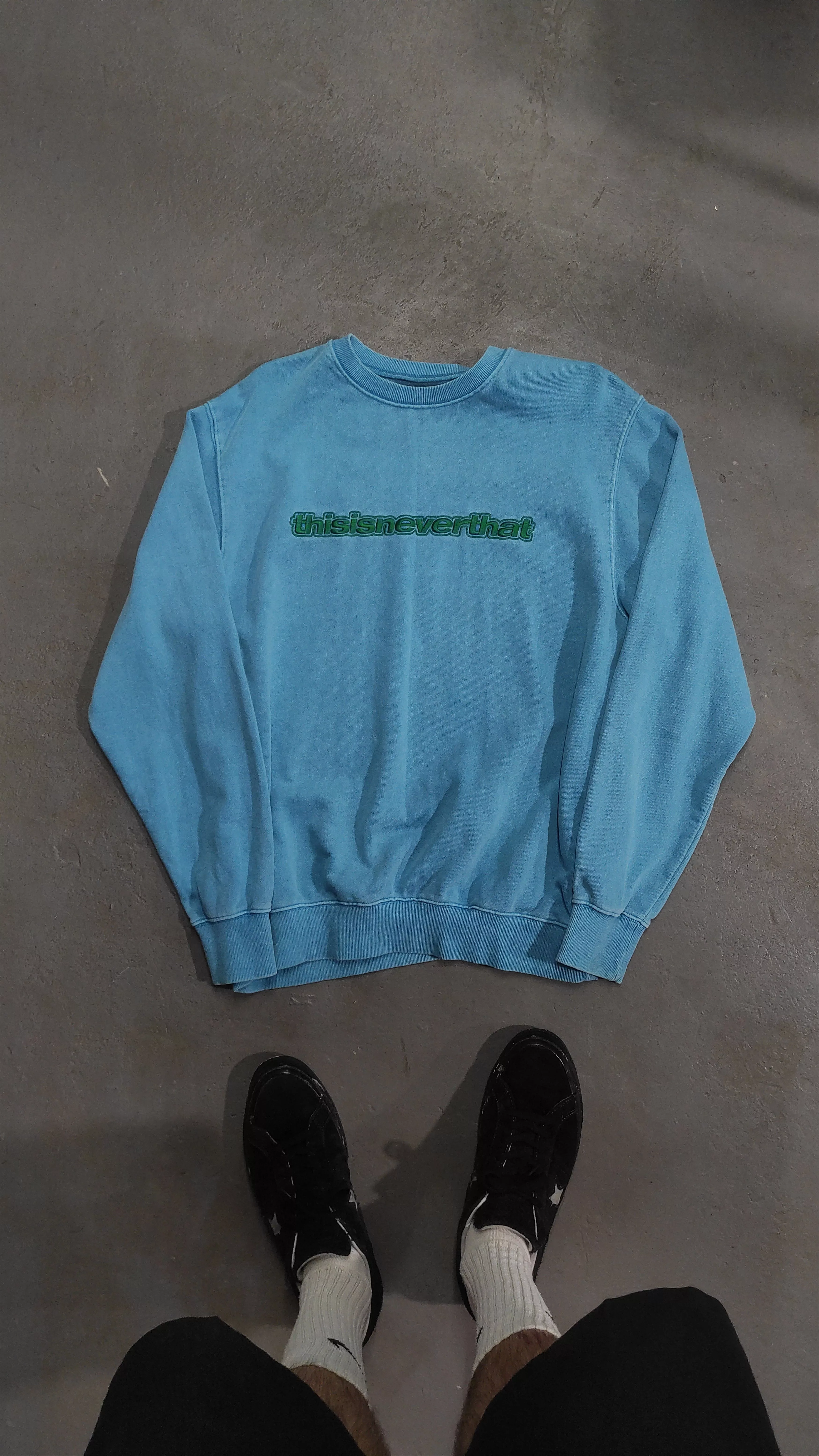 thisisneverthat Sweatshirts Hoodies Thisisneverthat Sweatshirt Garment Dyed Blue