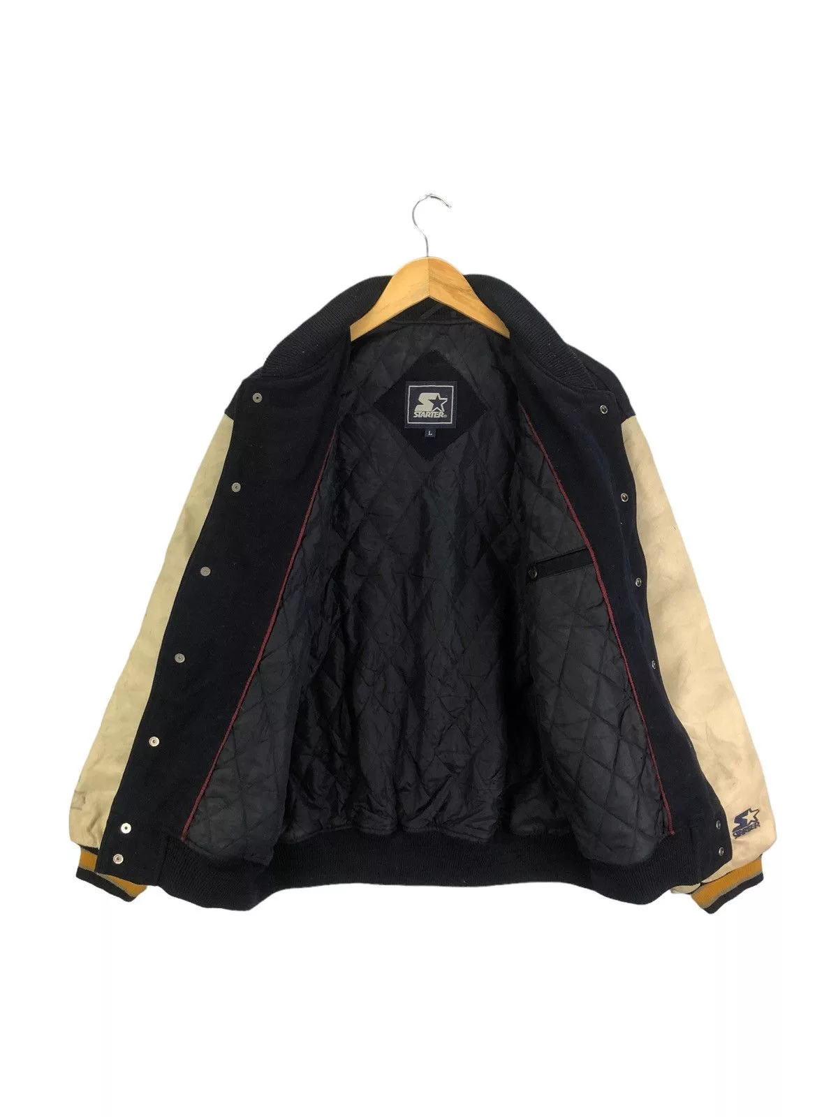Starter Bombers Starter × Vintage Vintage Varsity Jacket Starter Spell out Embroidery Leather Blue