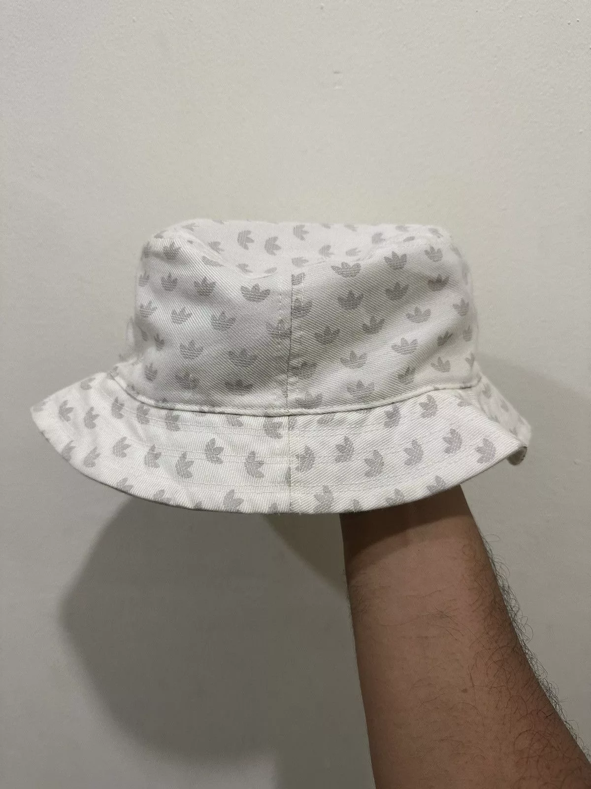 Adidas Hats 2 in 1 Adidas Trefoil Monogram Bucket Hat White