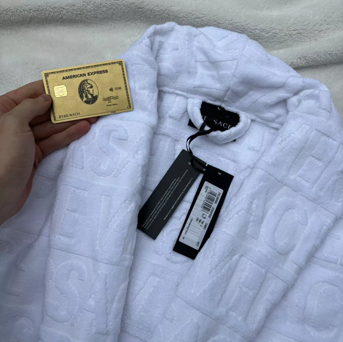 Versace Miscellaneous Versace White / Gold Baroque Embossed Robe