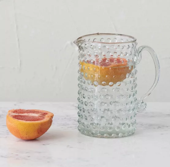 42 oz. Hand-Blown Glass Hobnail Pitcher