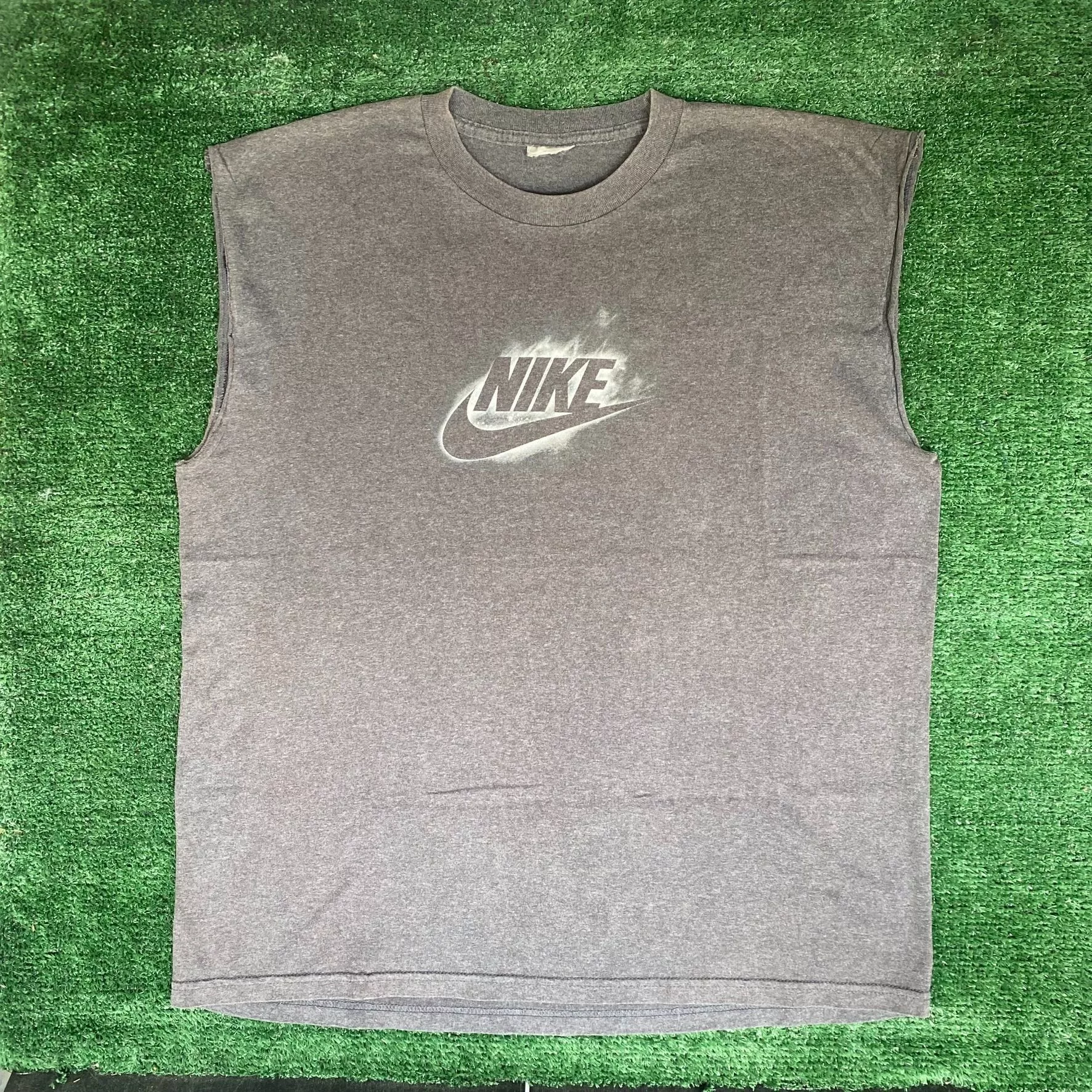 Nike Tank Tops Sleeveless Vintage Y2K Nike Logo Tank Top Center Swoosh Athletic Tee Gray Streetwear