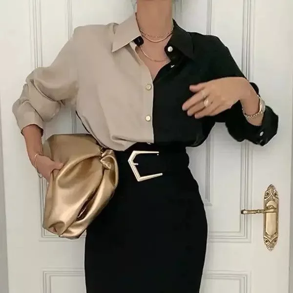 Japanese Brand Blouses Japanese Brand × Vintage Vintage Shirt Women Elegant Office Ladies Black Streetwear