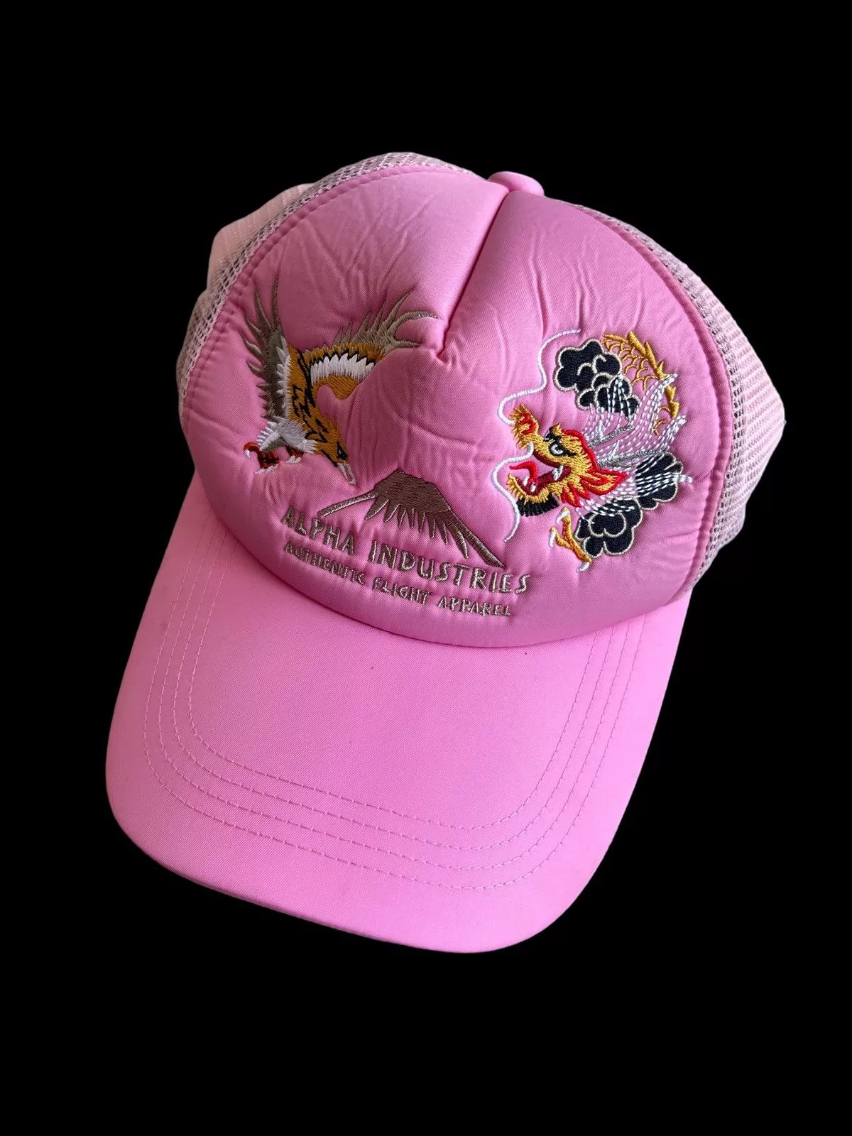 Alpha Industries Hats Alpha Industries Eagles & Dragon Embroidery Pinkish Mesh Cap Vintage