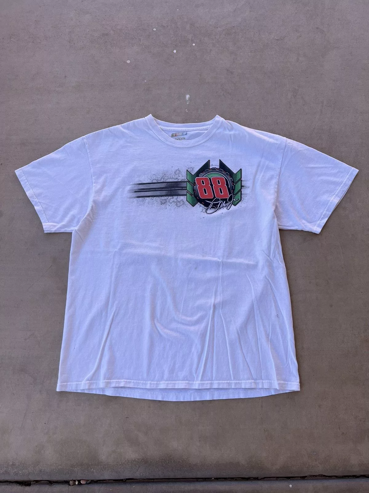 NASCAR Short Sleeve T Shirts NASCAR × Vintage Vintage Dale Earnhardt Jr NASCAR Racing Tee White Streetwear