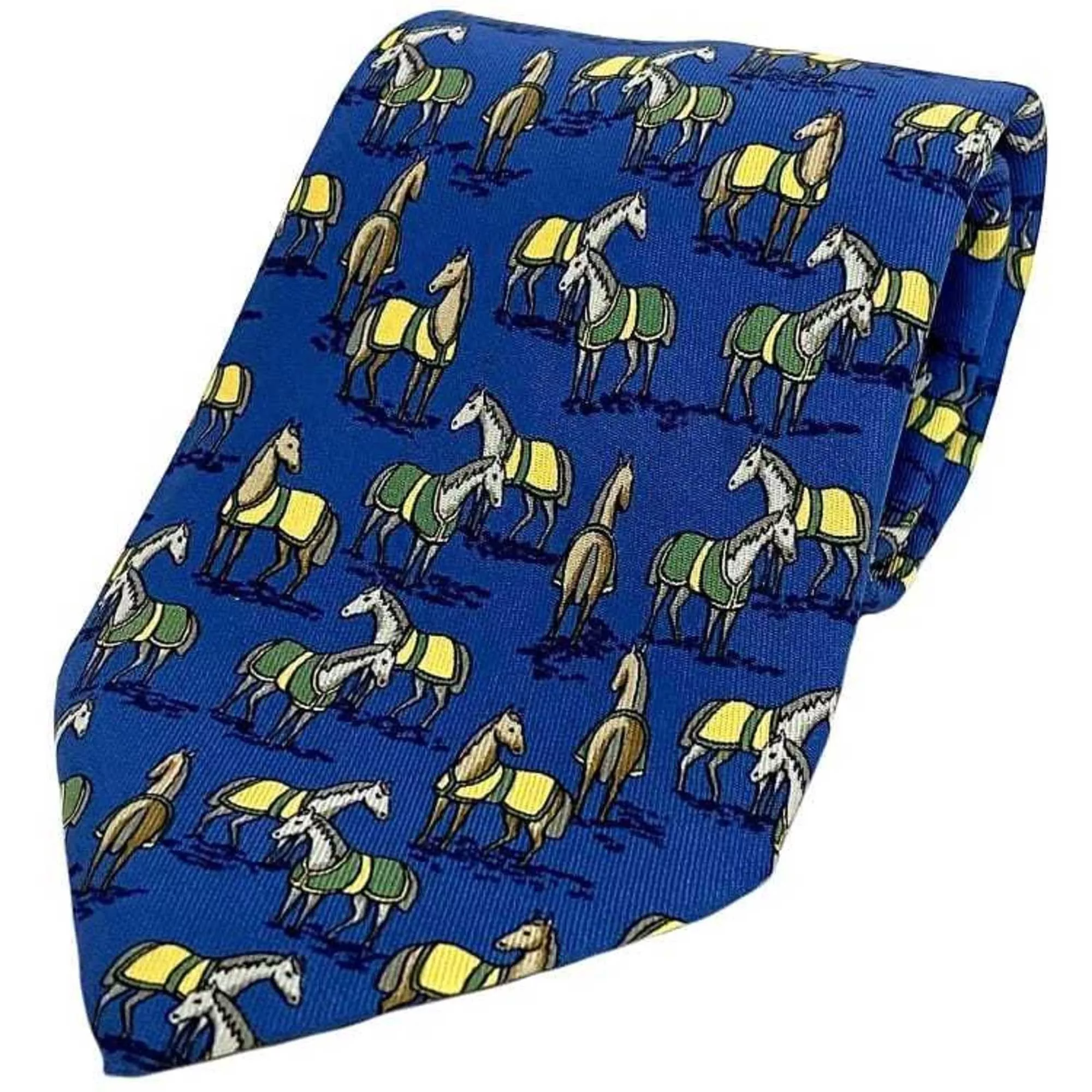 Hermes Miscellaneous Hermes tie blue ec-20345 100% silk HERMES horse men's animal