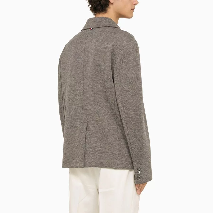 Thom Browne Light Jackets Thom Browne o1d2blof0724 Wool Single-breasted Jacket in Grey Gray
