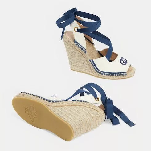 Gucci Miscellaneous Gucci Interlocking G Ribbon Tie Espadrille Sandals SIZE 34.5 White