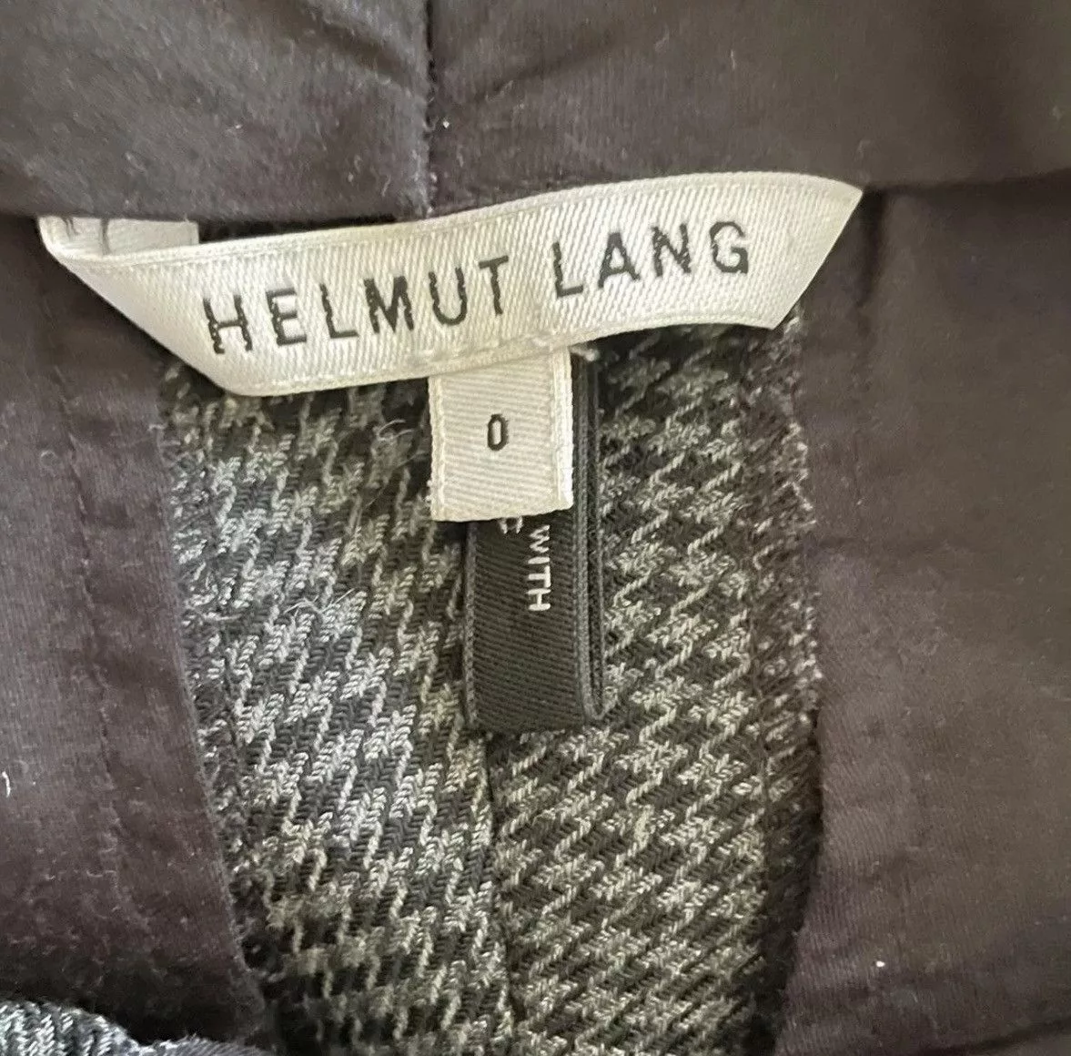Helmut Lang Pants Helmut Lang Houndstooth Print Wool Trousers Gray