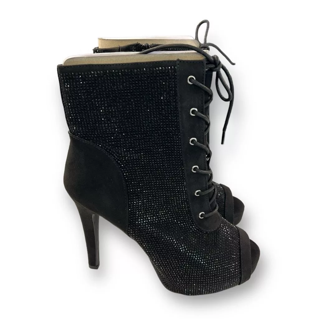 Other Heels Other Torrid Rhinestone Pointed Booties Size 9.5 Black