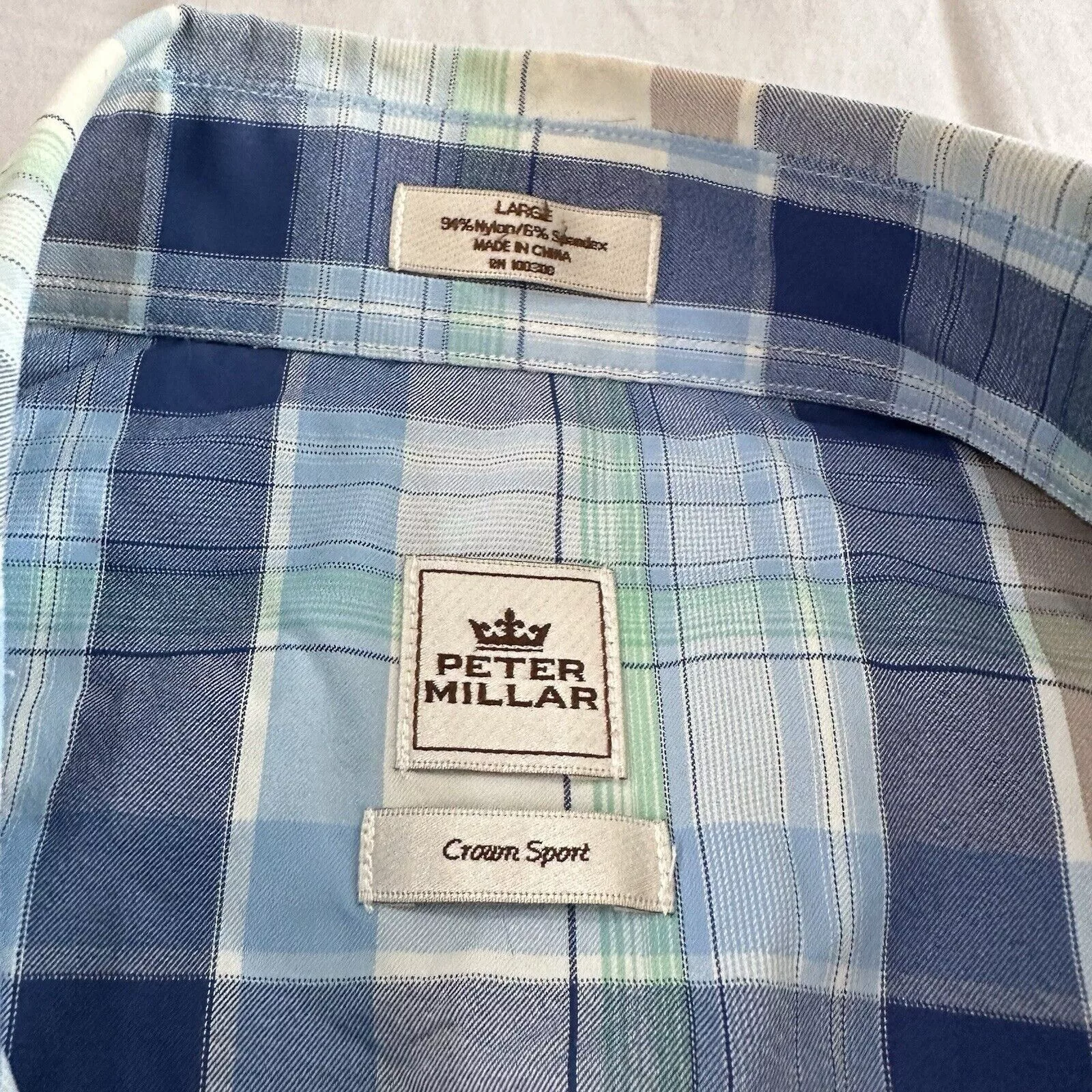 Peter Millar Shirts Button Ups Peter Millar Shirt L Crown Sport Plaid Button Long Sleeve Blue