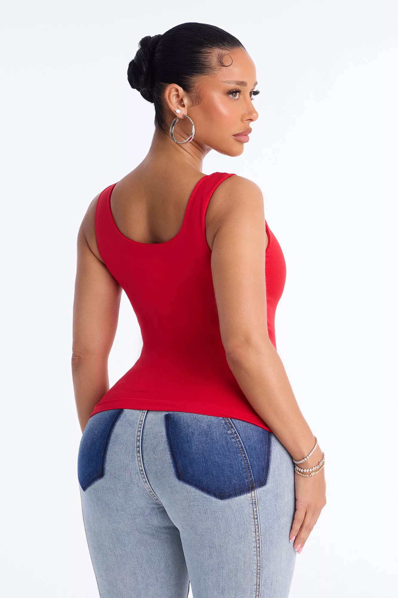 Bianca Seamless Scoop Neck Tank Top - Tomato Red