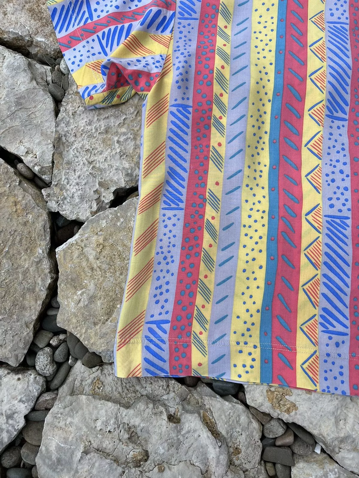 Vintage Short Sleeve T Shirts Vintage Ken Done design striped patterned all over print tee Multi