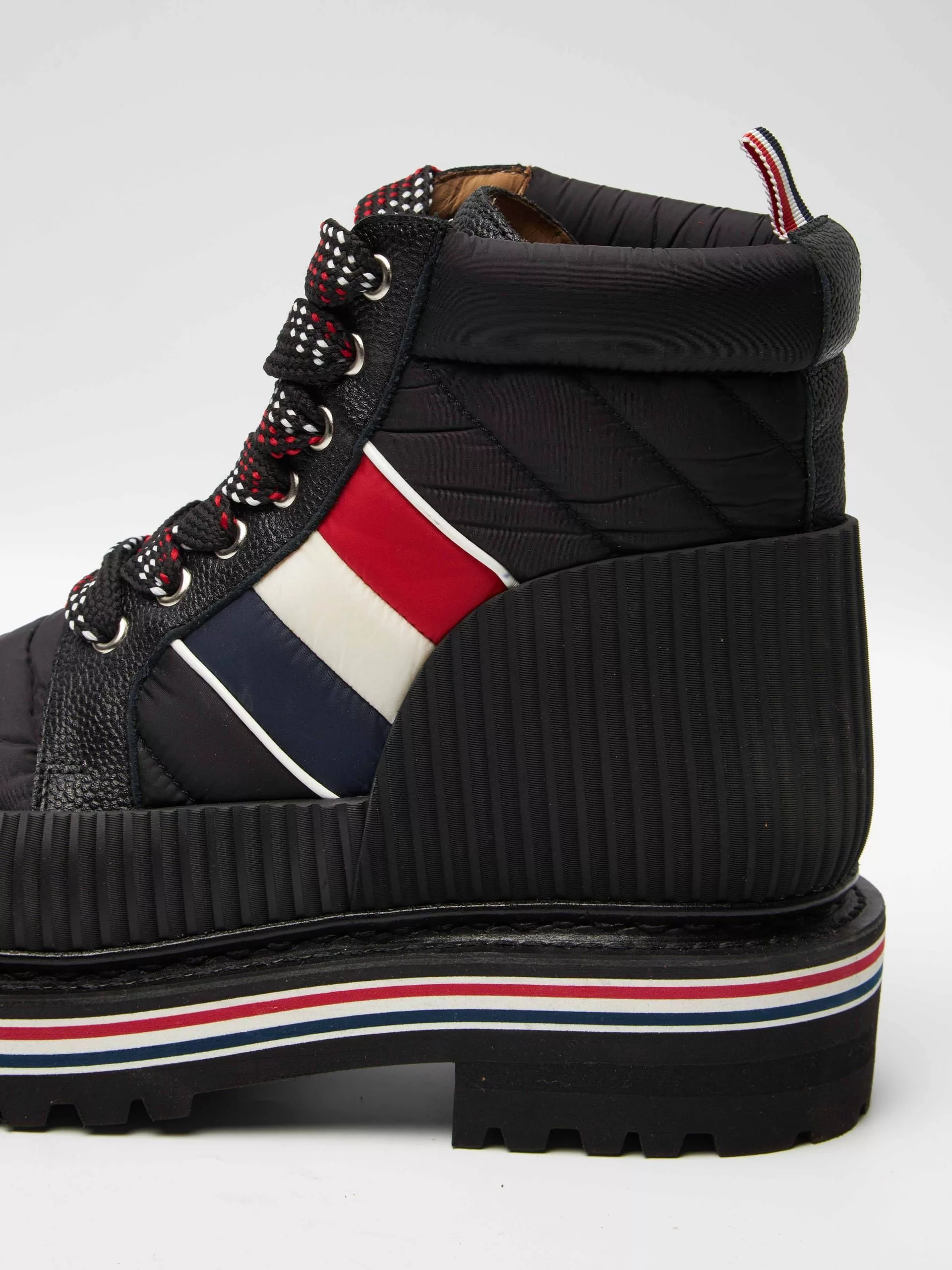 Thom Browne Boots Thom Browne Black Lines Insets Laced High Boots